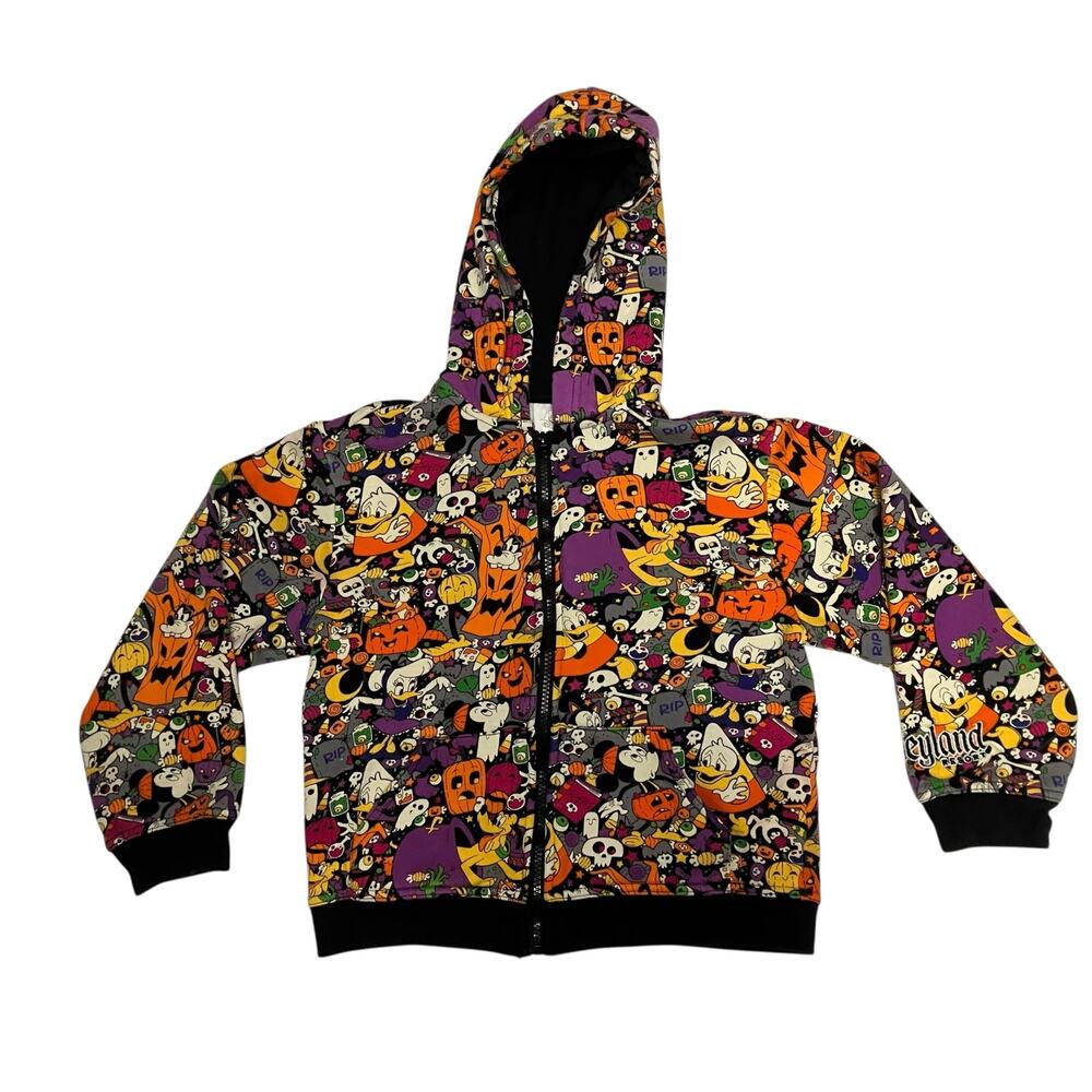 Disney Parks 2022 Youth Halloween Mickey and Friends Full Zip Hoodie Size M